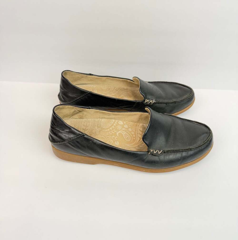 OluKai Kiele Women's Black Leather Convertible Loafer Slip-On Shoes Size 7
